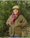 Manteau femme en tweed vert à carreaux rouges | Élégance intemporelle et chaleur naturelle