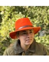 Chapeau en feutre de laine orange – style élégant, imperméable et écrasable