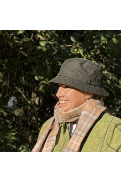 Chapeau Bush mixte – Olive – coton huilé imperméable, fabrication anglaise