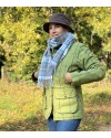 Écharpe à carreaux bleu et gris clair – 100 % laine d’agneau, fabrication anglaise