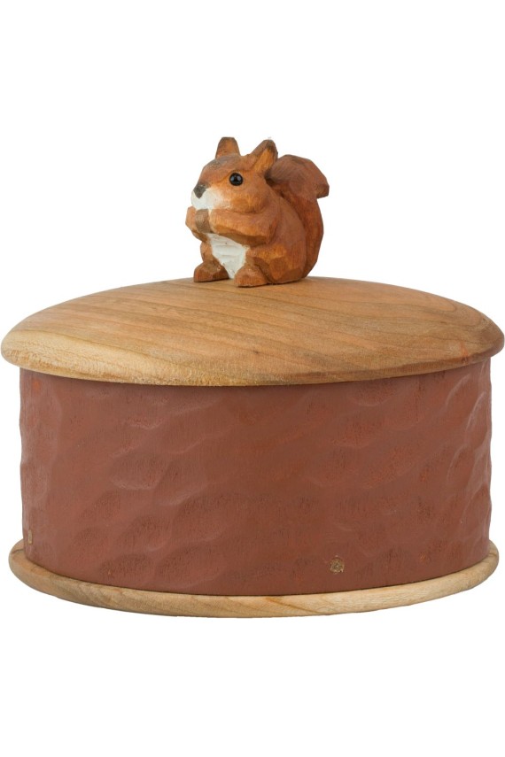 Coffret Écureuil en bois de cerisier sculpté à la main