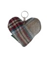 Porte-clés Cœur bi-matière coton & tweed, fait main en France