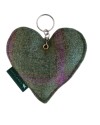 Porte-clés Cœur bi-matière coton & tweed, fait main en France