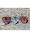 Porte-clés Cœur bi-matière coton & tweed, fait main en France