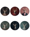 Coffret Cadeau – Ensemble de 6 Sous-verres en Vinyle | Motifs cerfs