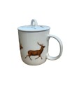 Tisanière en porcelaine motif cerf courant