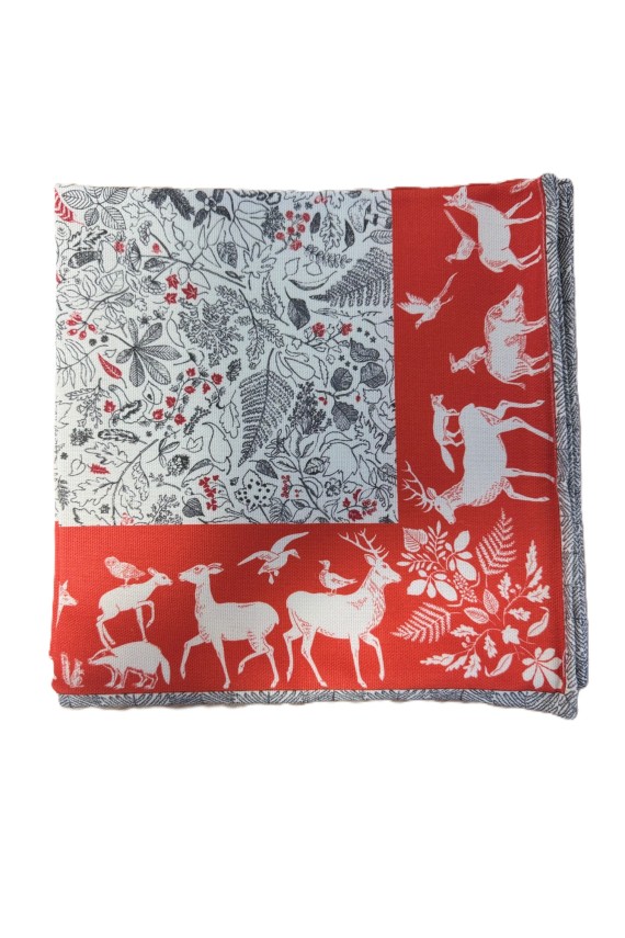 Lot de 2 serviettes sous-bois orangé – motifs animaux de la forêt