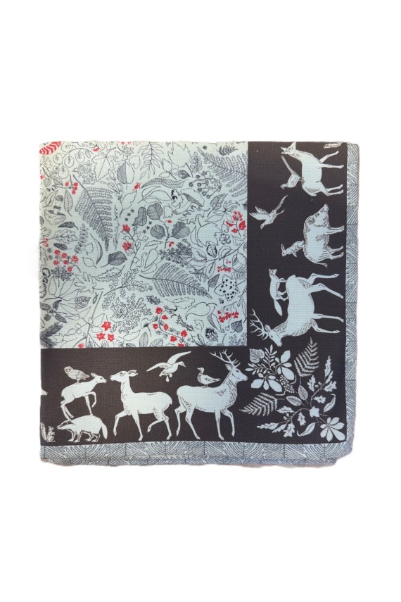 Lot de 2 serviettes sous-bois marron – motifs animaux de la forêt