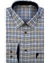 Chemise homme à carreaux bleu ciel et beige – manches longues