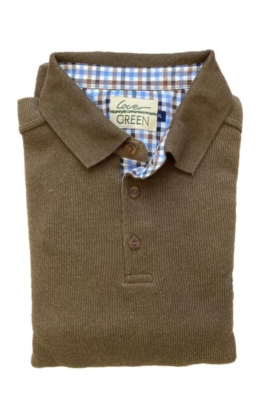 Sweat col boutonné marron –...
