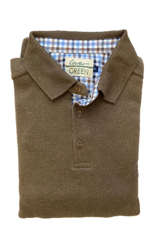 Sweat col boutonné marron – Made in Portugal