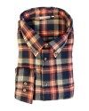 Chemise homme à carreaux bleu et orange – col boutonné