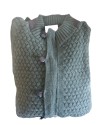 Gilet homme en laine kaki  zippé et boutonné – col montant
