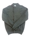 Gilet homme en laine kaki  zippé et boutonné – col montant
