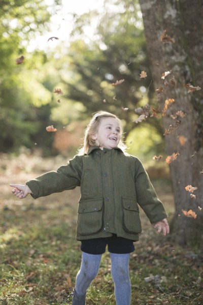 Manteau enfant en tweed - Vert foncé