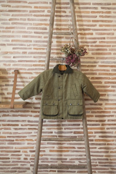 Manteau enfant en tweed - Vert clair