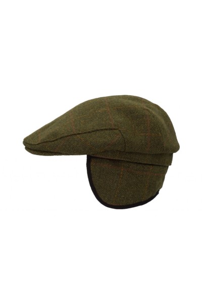 Casquette tweed vert foncé H/F - oreillettes à rabat