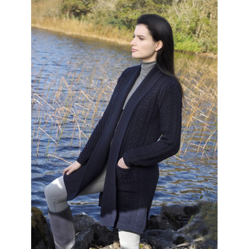 gilet long marine femme