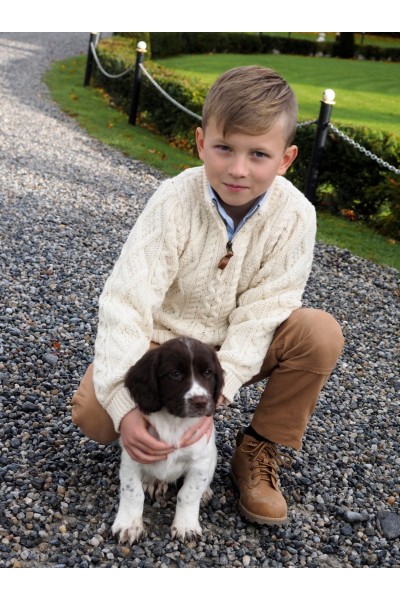 Pull zippé blanc enfant