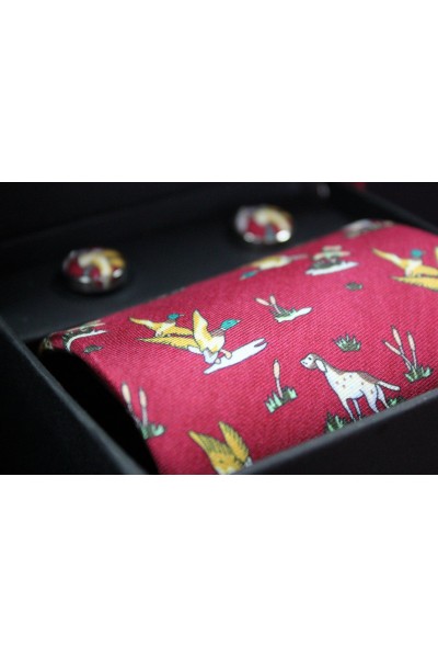 Coffret Cravate & Boutons de manchettes Rouges Homme
